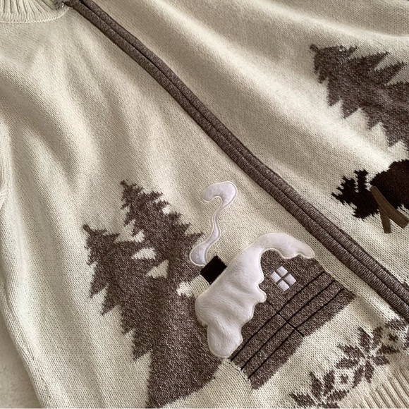 Vintage Zip Up Boho Christmas Sweater SZ XL - Picture 4 of 13